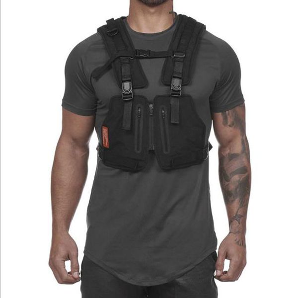 men' outdoor sportswear cycling tank boys active multi-functional tactical vests wear-resistant protective jersey solid color one siz, White;black